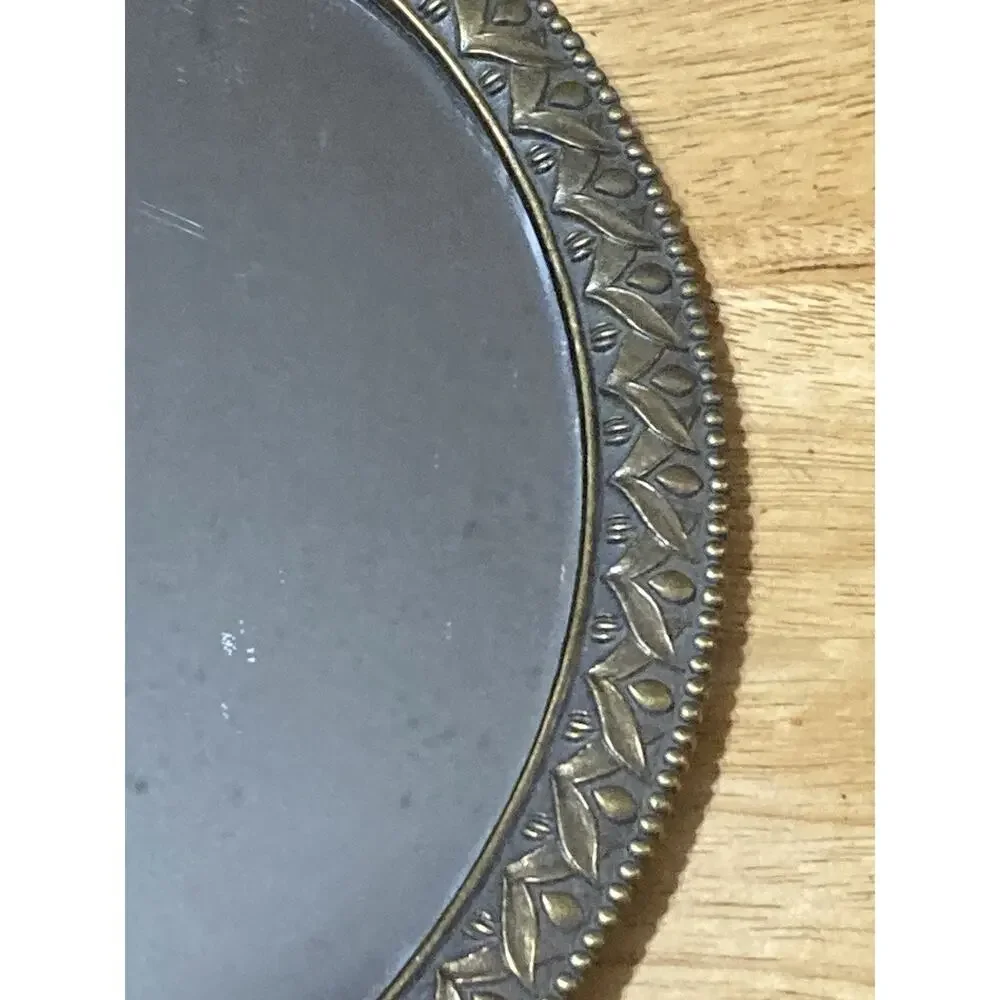 10”‎ X 5.5” Brass Oval Ribbon Style Mirror Made in Korea Vintage Wall Hanging